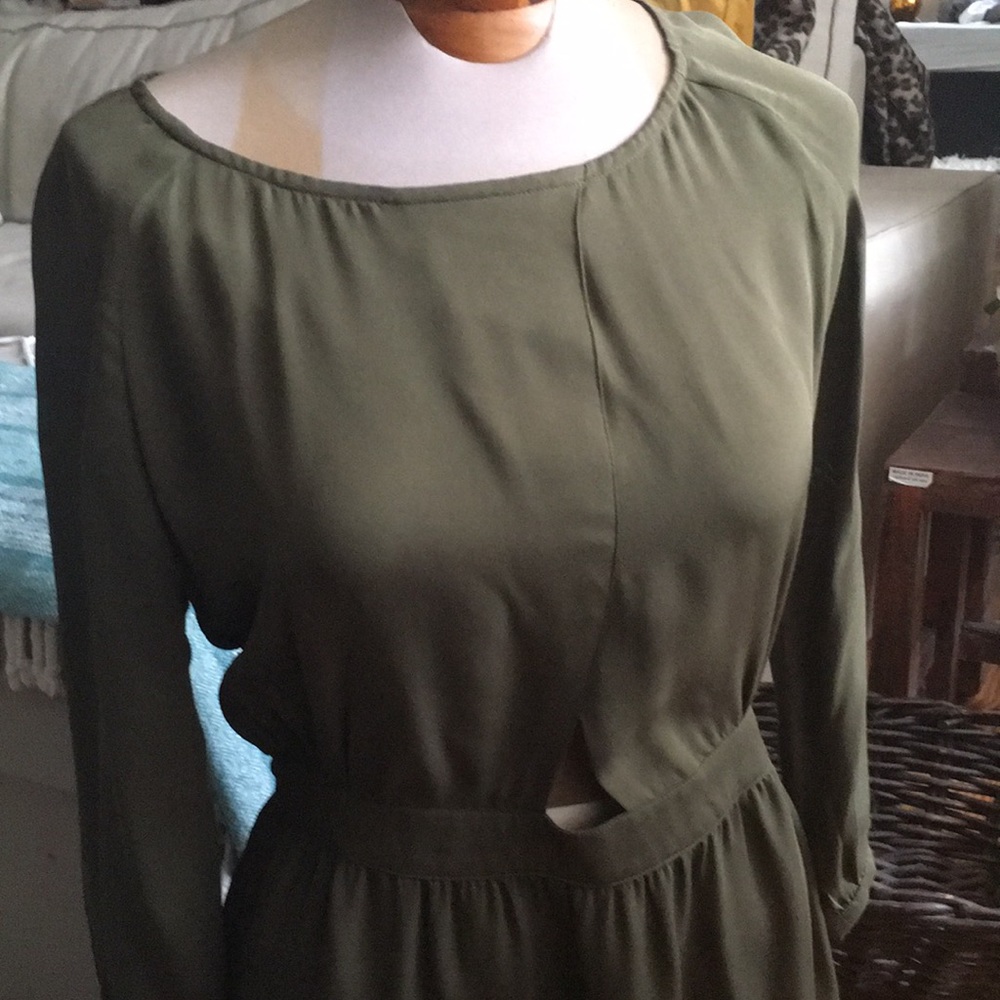 Green silk party dress